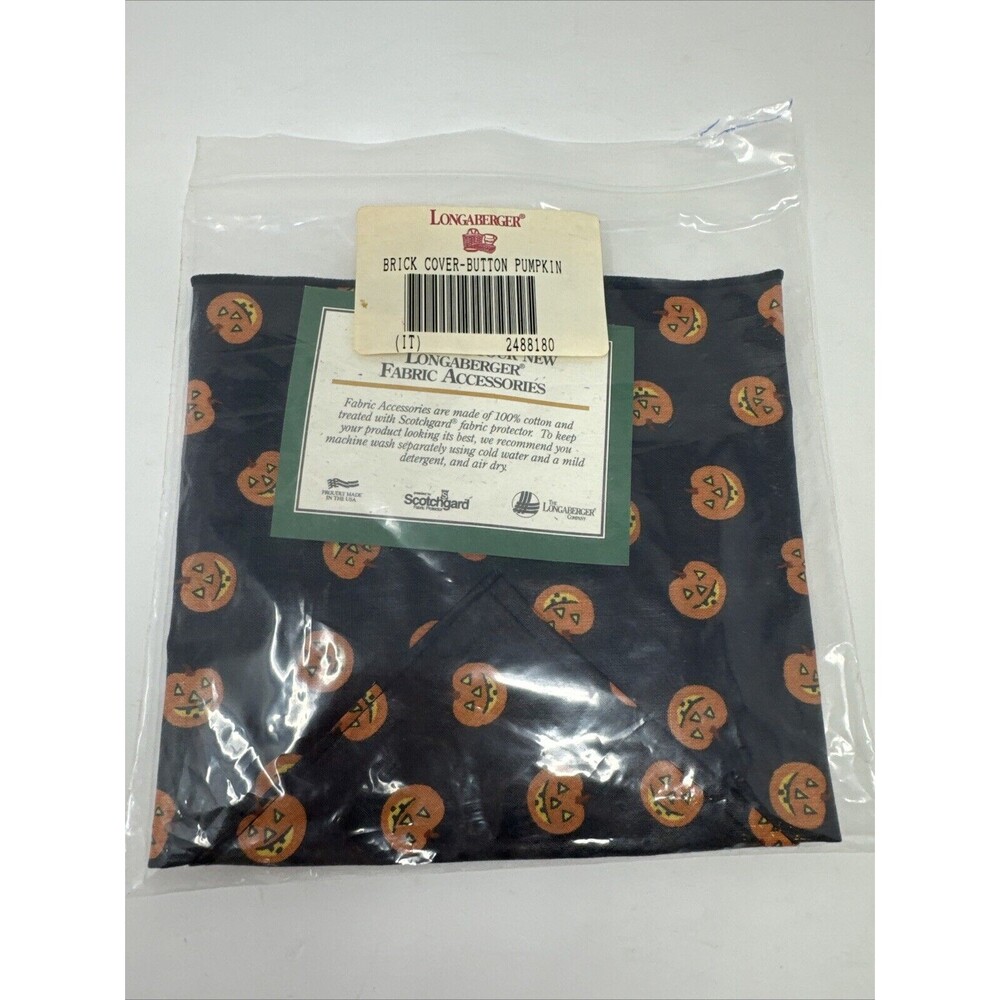 LONGABERGER BASKET BUTTON BRICK COVER #2488180 PUMPKIN NOS NEW jack o lantern